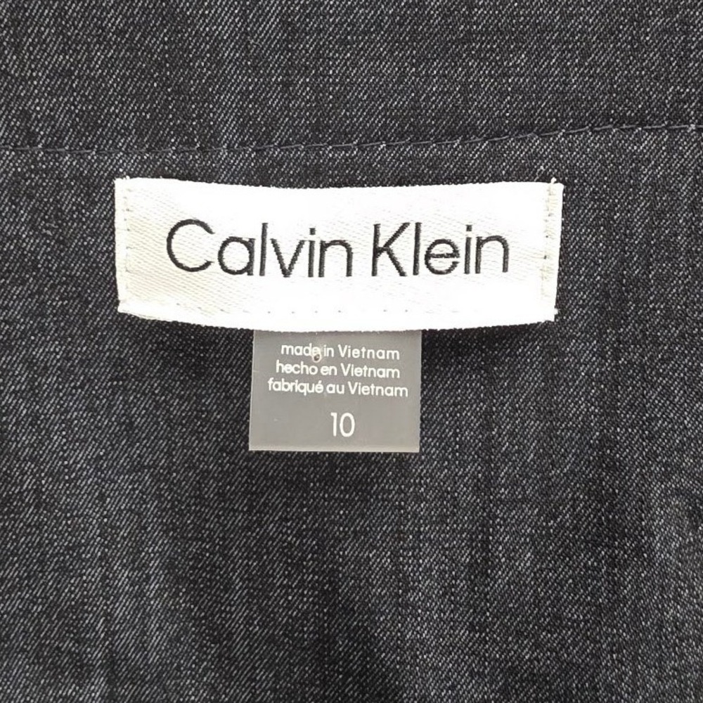 Calvin Klein Puff Sleeve Button Front Sheath Dress Size 10 V-Neck Denim Look - Picture 4 of 8